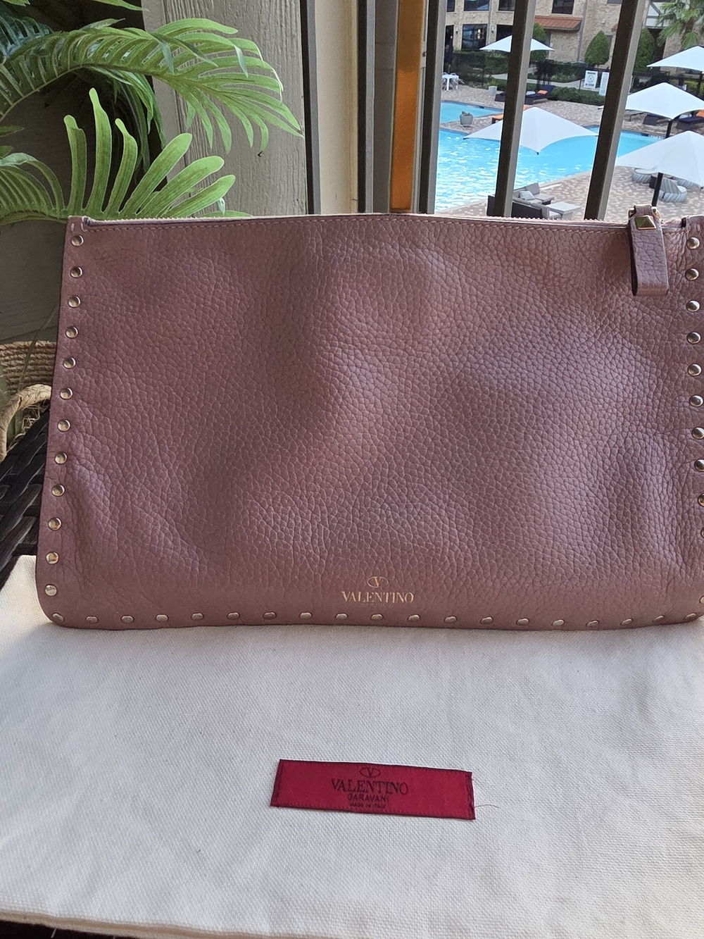 Valentino Women's Leather Stud-Trim Tote in Mauve